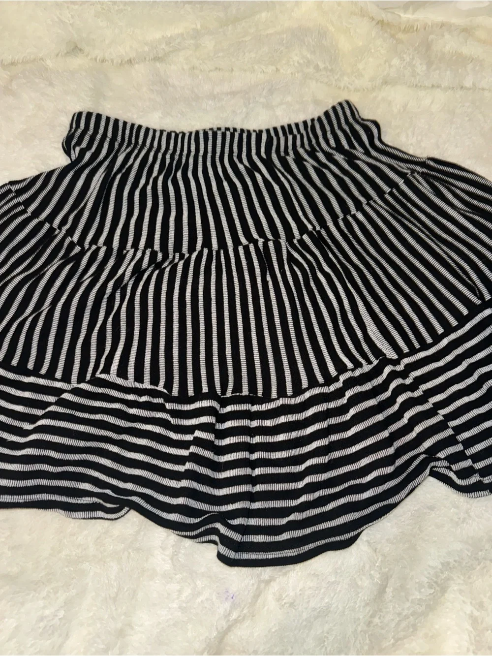 Black and White Striped Tiered Women's Skirt